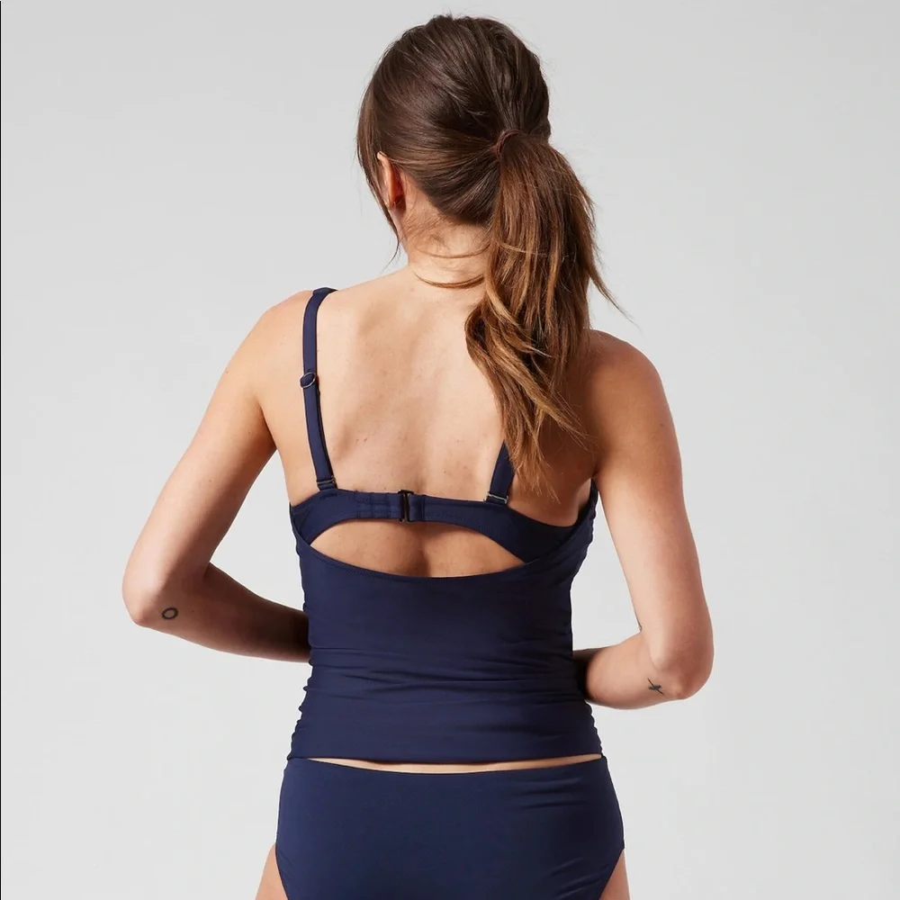 Athleta TALL Square Neck Bra Cup Tankini 36B/C Tall Navy - Picture 2 of 10